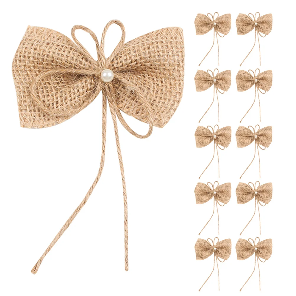 

15Pcs Rustic Burlap Bows Farmhouse Bowknot Decorations Christmas Tree Wreath DIY Craft Supplies Party Decor Rustic Jute Bows