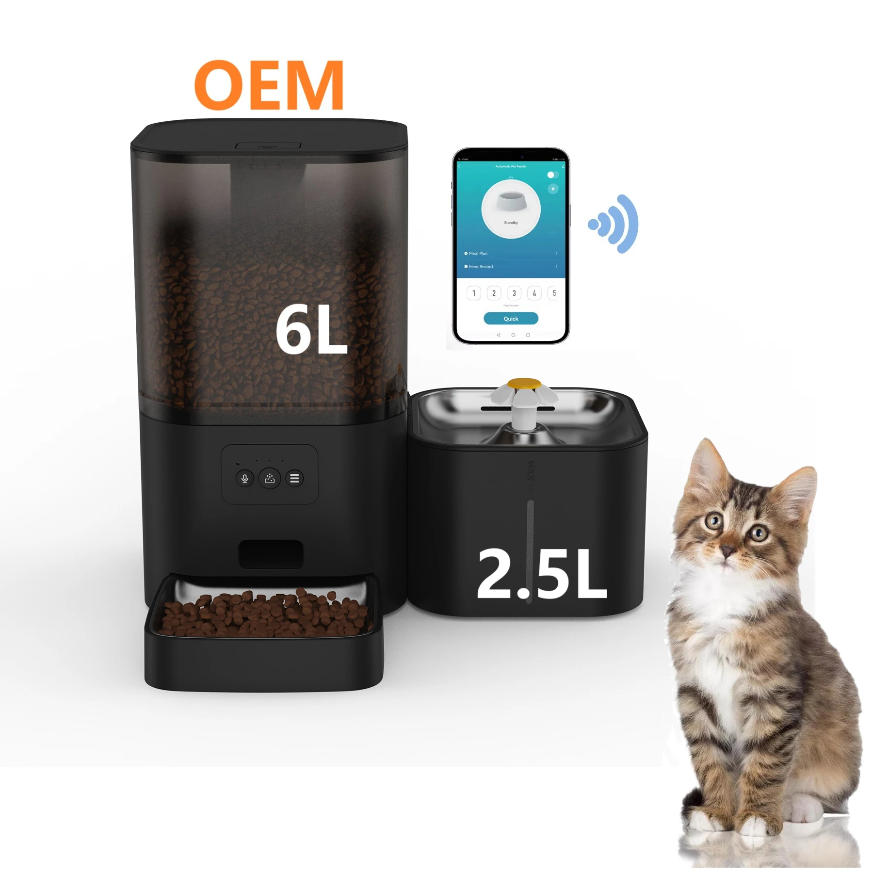 controlled voice call function  food dispenser timed pet feeder food and water two-in-one intelligent automatic pet feeder
