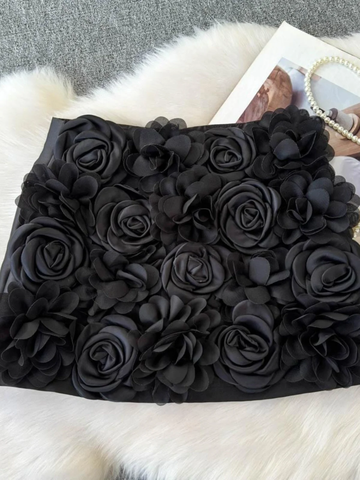 

Fall Winter 3D Flower Decoration Inner Anti Light Slimming Small Women's f Skirt High Waist A-Line ort Skirt