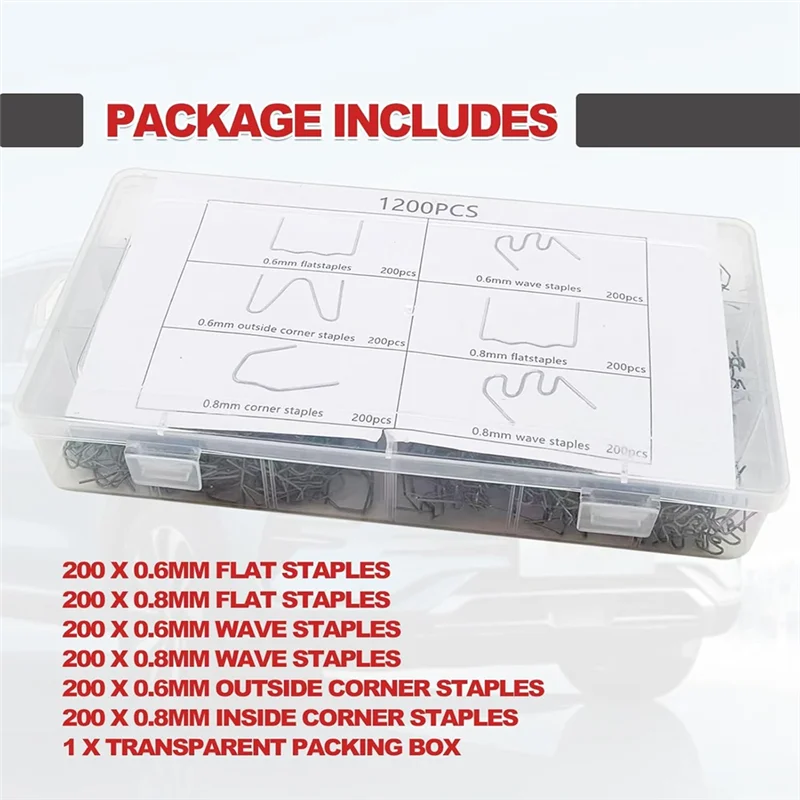 

AT63-1200 Plastic Welder Staples 6 Types Hot And Wave Staples For Car Bumper Repair,Architectural Modeling, And Plastic Craft