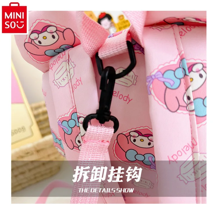 MINISO-Sac de voyage léger pour garçons et filles, protection dorsale, anti-perte, mignon, dessin animé Kuromi, maternelle, nouveau, 2024