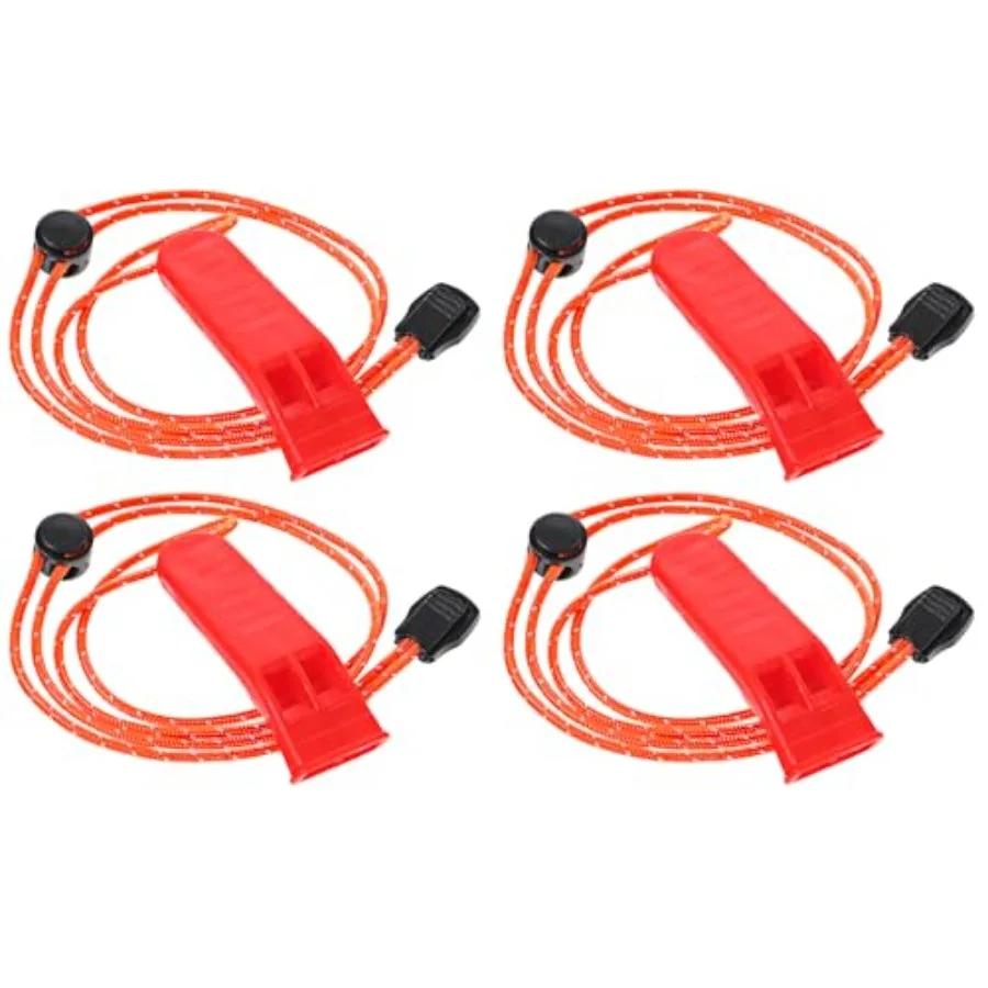 4 قطعة صفارات الطوارئ مع الحبل القابل للتعديل سلامة صفارات إنقاذ بصوت عال صفارات بلاستيكية قارب العائمة البحرية صافرة ل #1