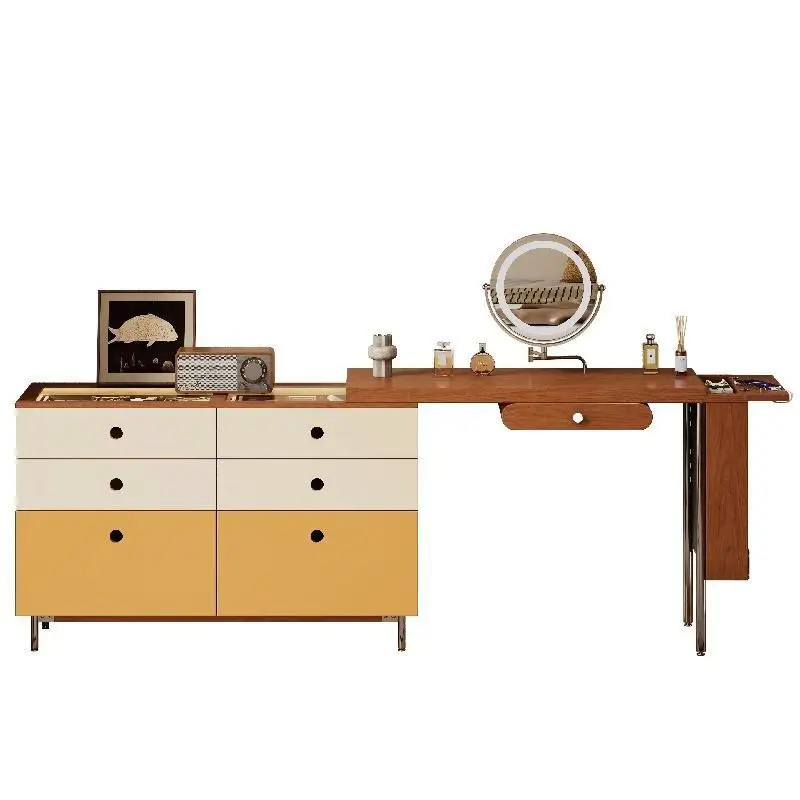 

New dresser medieval Bauhaus makeup table small apartment bedroom simple modern retro makeup table all solid wood