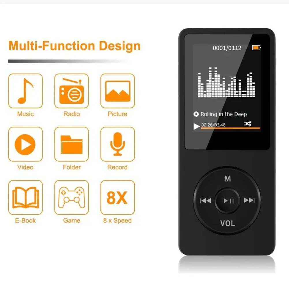 Mini Mp3ผู้เล่น Multi-Functional เครื่องเล่นเพลง E-Book บันทึกหน่วยความจำอิเล็กทรอนิกส์การ์ด1.8นิ้ว TFT FM สเตอริโอวิทยุ