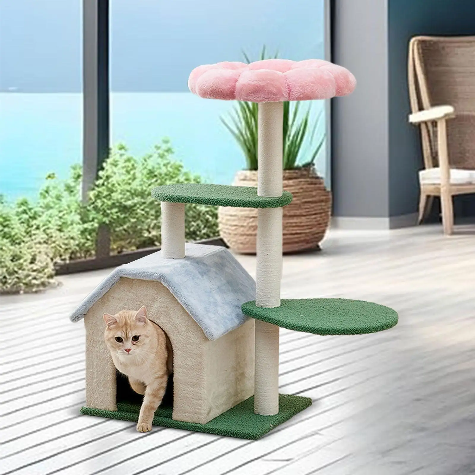 Cat Tree with Condo for Indoor Cats Furniture Protector Cat House Cute Cat Climbing Tower for Kitty Cat Kittens Pets Supplies