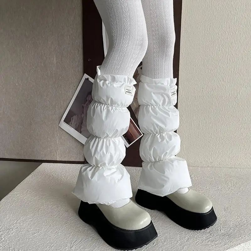 

Y3NE Padded Leg Warmer with Letter Label Indoor Outdoor Quilted Puffer Socks Covers