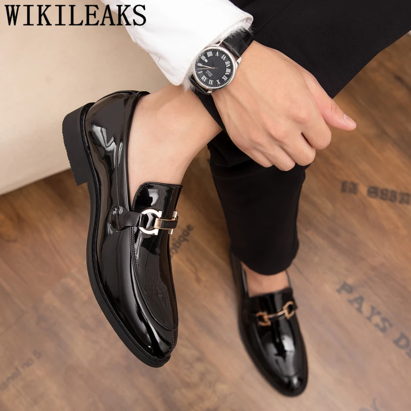 Coiffeur Wedding Shoes Men Wedding Italian Shoes Men Formal Brand Patent Leather Elegant Shoes For Men Sepatu Slip On Pria Bona