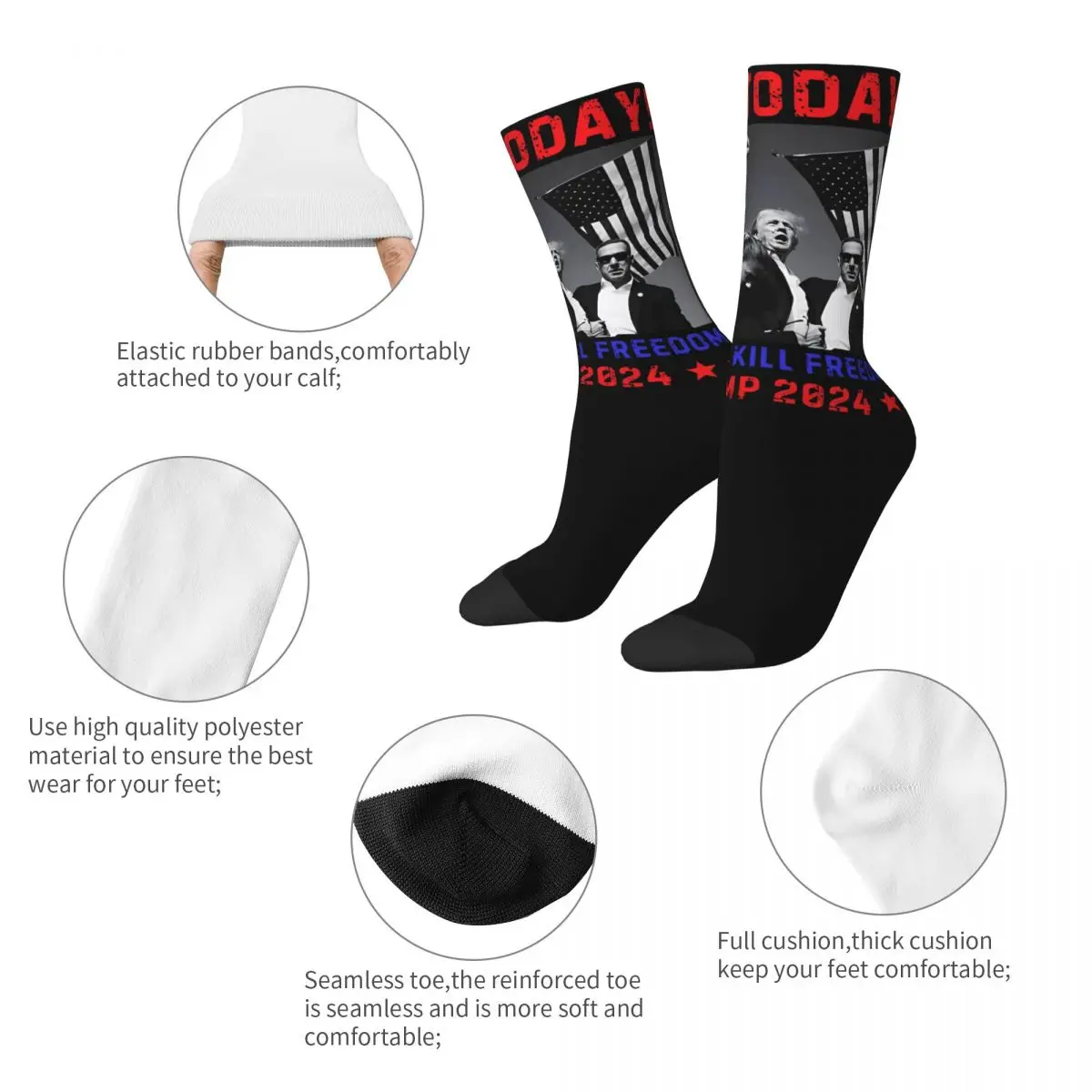 Nie dzisiaj Trump Shooting Assassination Attempt Theme Crew Socks Merch dla kobiet Przytulne skarpetki wizytowe