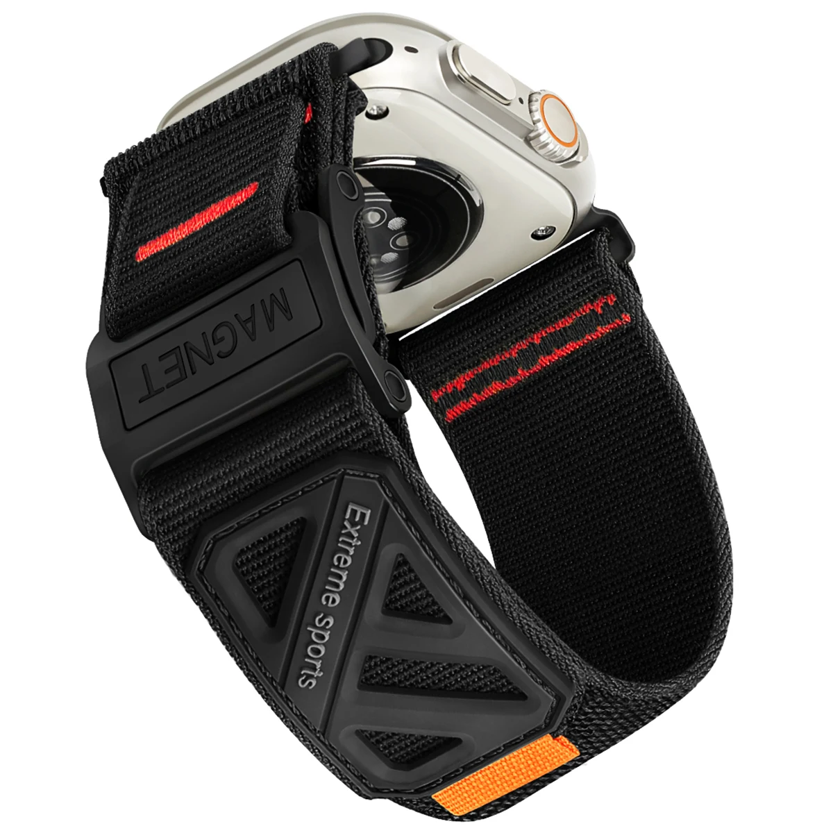 Compatible with Apple Watch Ultra Band 49mm 46mm 45mm 44mm 42mm Sturdy Magnetic Buckle Nylon Strap for iWatch Series 9 8 7 SE2 S