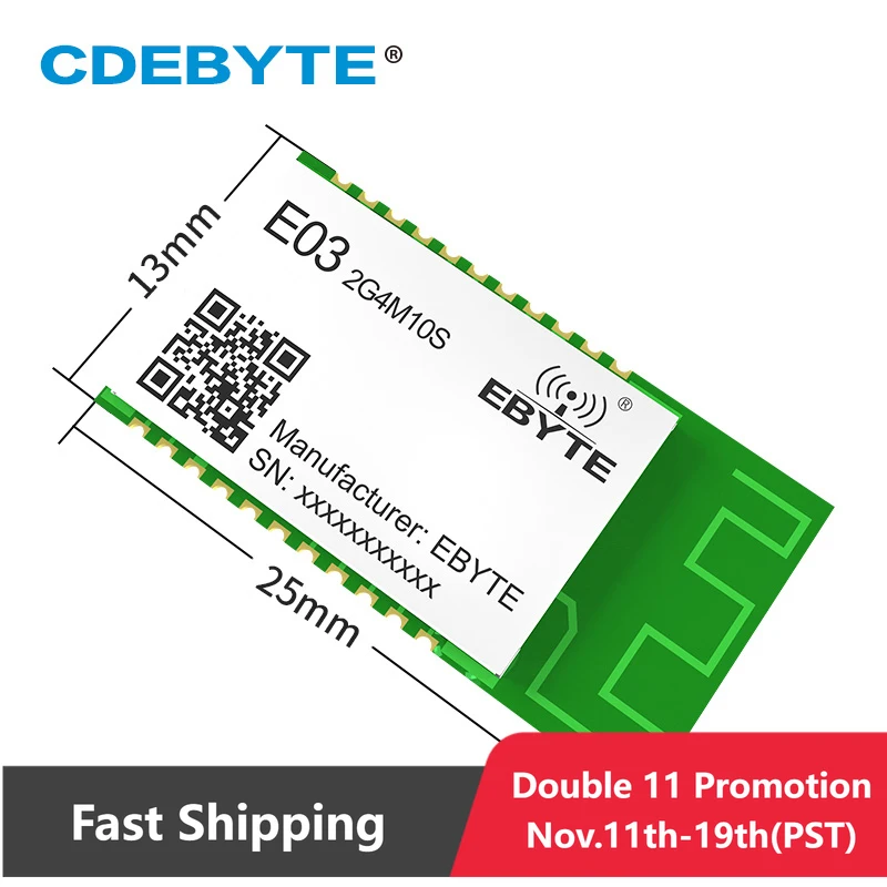 TLSR8359 2.4GHz ISM 10dBm wireless SOC SMD Module Long Range 600m 512KB Flash PCB Antenna E03-2G4M10S CDEBYTE