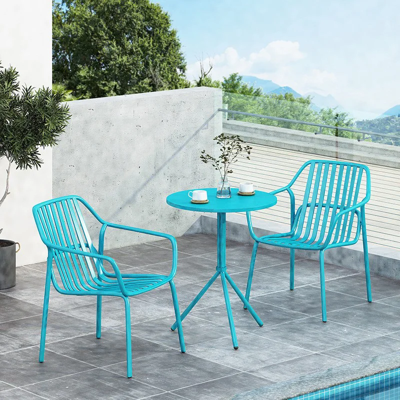 Leisure outdoor table and chair combination, simple iron balcony, courtyard, outdoor garden, rust proof milk tea shop,