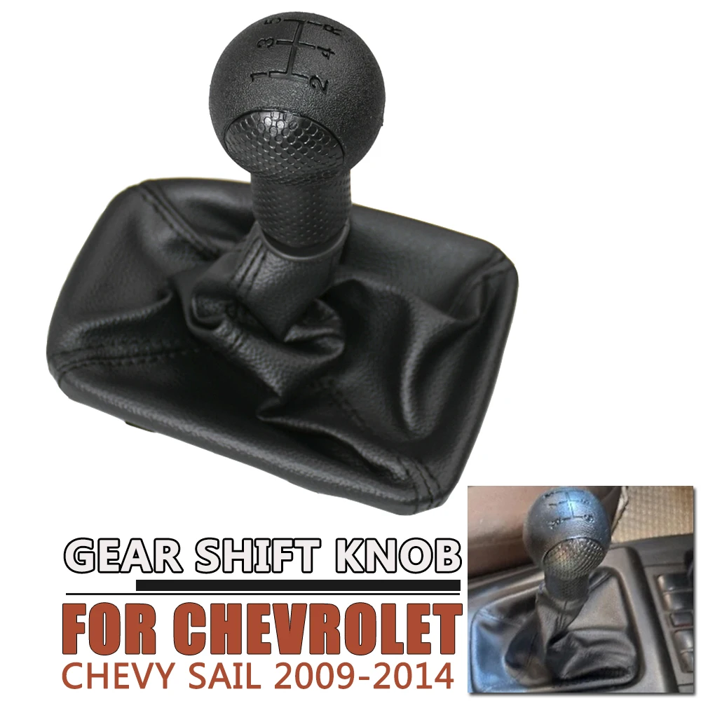 Leather Car 5 Speed Gear Shift Shifter Knob Lever Gaiter Boot Cover For Chevrolet Chevy Sail 2009 2010 2011 2012 2013 2014