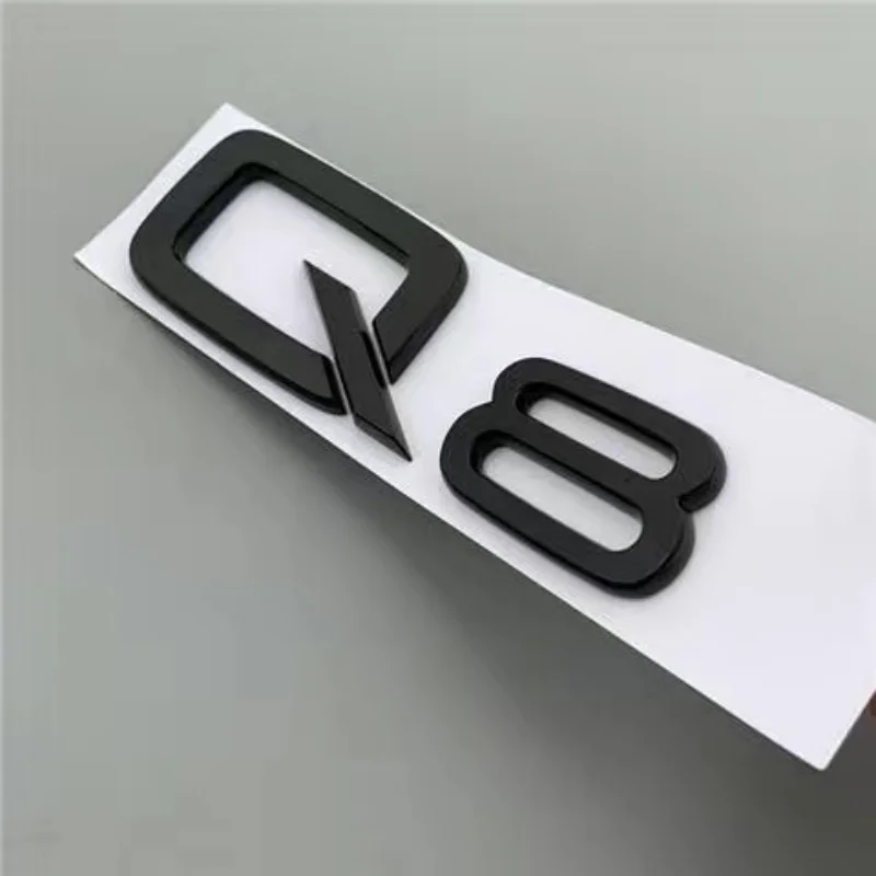 6 PCs/set is suitable for Audi Q8 modified combination ABS four-ring logo 3D car sticker 2018-2024 Sline Quattro tail logo black