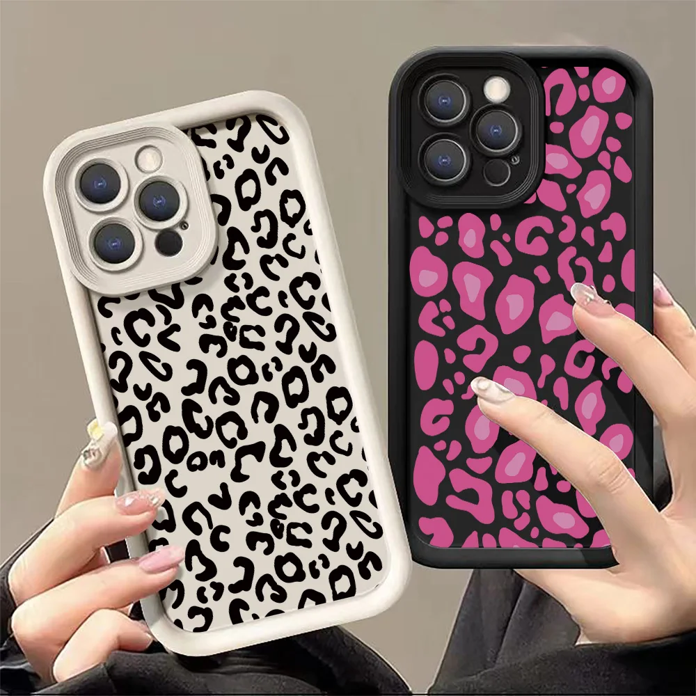 For Realme GT 6 5G Case Black Leopard Print Phone Case For Realme GT 6T Neo 6 SE C67 C65 C55 C53 13 12 11 10 Pro Plus 9 8 Cover