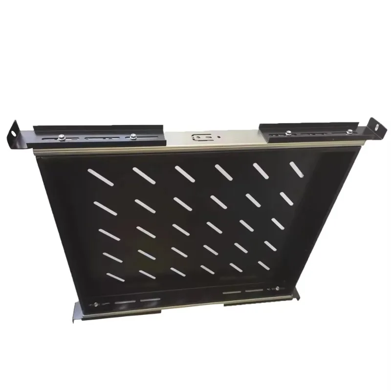SPCC 19 Inch Steel Equipment Tray Shelf 1U Fixed Data Center Server Rack Sliding Function Black Powder Coated Network Stock