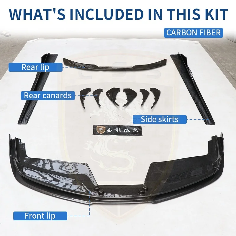 

For Ferrai 488 GTB Dry Carbon Fiber Front Lip Rear Diffuser Side Skirt Body Kit