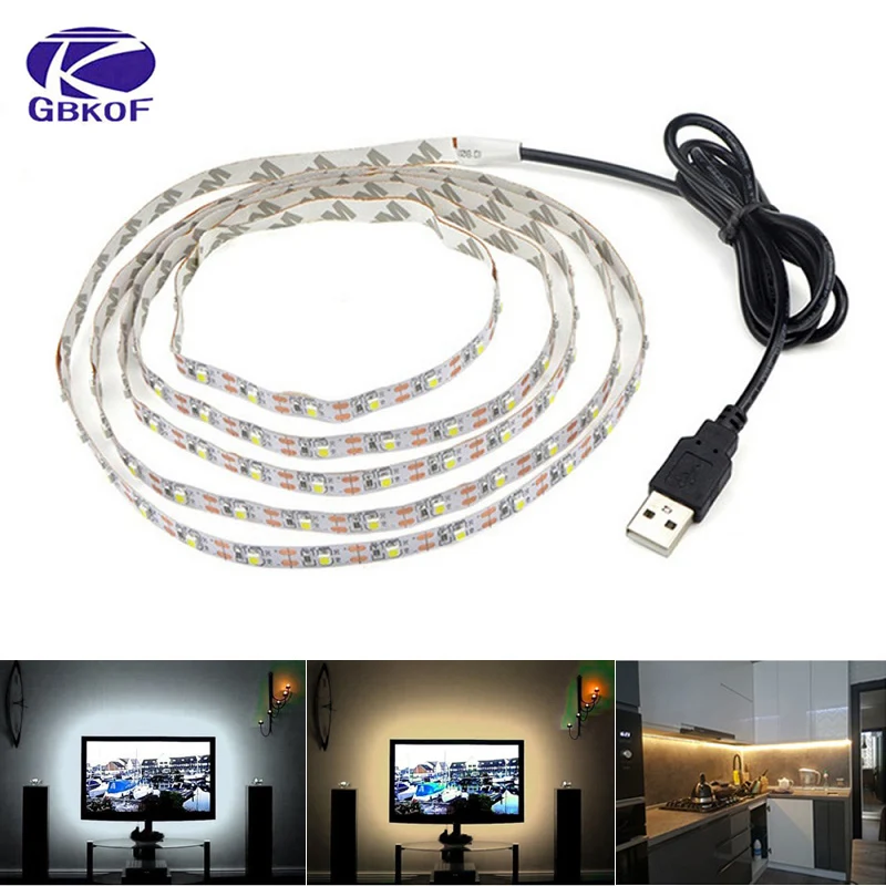 

Светодиодная лента RGB 2835 5050, белый, теплый белый, USB, светодиодная лампа, подсветка телевизора, гибкая лента для домашнего декора, светодиодная Диодная лента