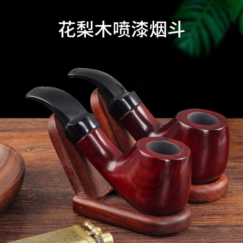

Exquisite Rosewood Spray Paint Solid Wood Smoking Pipe Straight Mouthpiece Aluminum Head Filter Easy to Clean Detachable Men's S