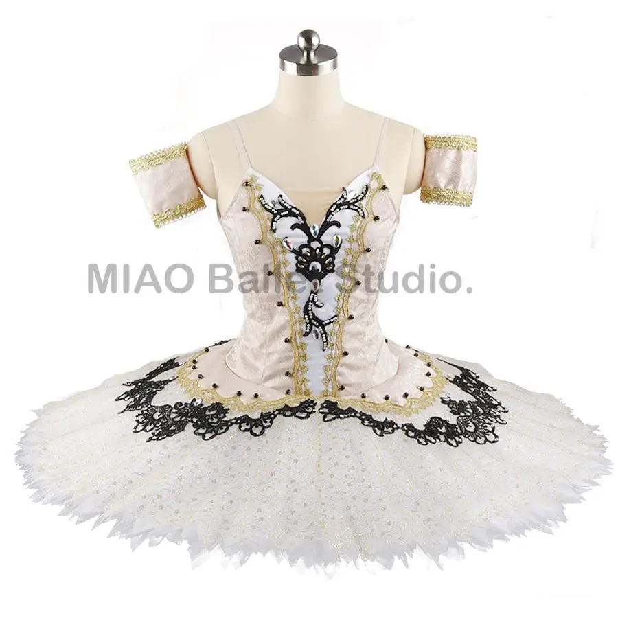 

White beige Professional Classical Ballet tutu Costume The Gold black Paquita Custom Tutus ballet pancake 11 layers tulle 0114