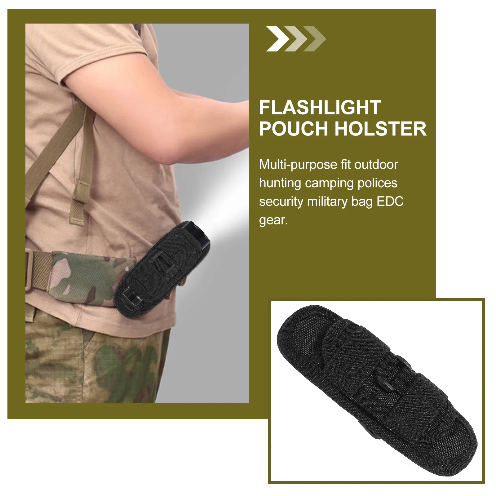 Flashlight Holster Pouch Nylon Belt Clip Case for Mini LED Flashlights Outdoor Camping Hiking 5.4x4.6x15cm Black