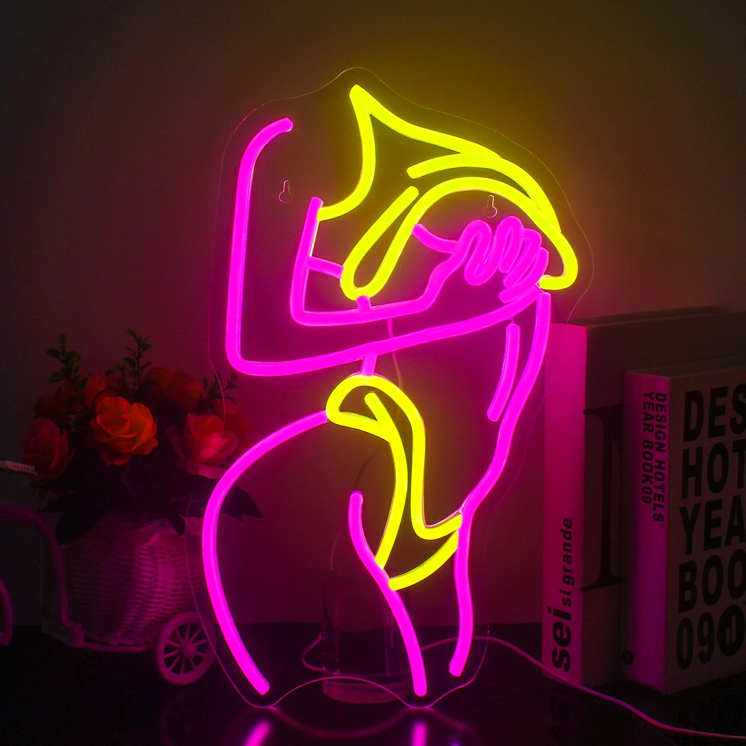 Sexy senhora mulher corpo sinais de néon rosa luz led menino bonito menina quarto festa bar noite clube quarto personalizado sinal néon cama decoração da parede