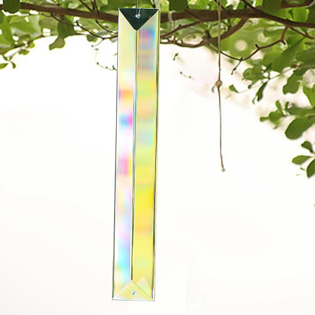 20cm Long Triangle Bars Faceted Prism Clear Glass Crystal Double-holes Pendant Chandeliers Lamp Parts Shiny Sun Catcher Hanging