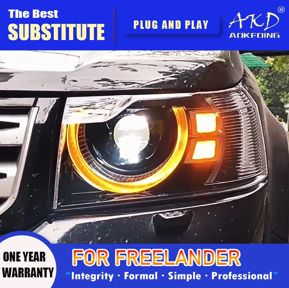 AKD Head Lamp for Freelander LED Headlight 2005-2012 Headlights Freelander 2 DRL Turn Signal High Beam Angel Eye Projector Lens