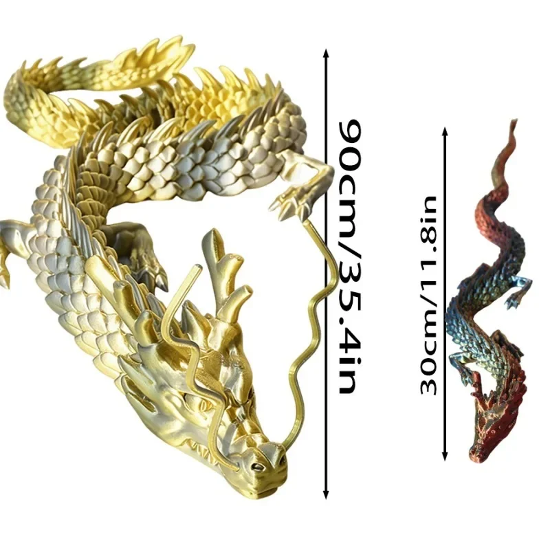 1pcs Giant90cm 3D Printed DragonStatue Figurine, Articulated Jointed Colorful Collectible Home Office DecorDesktop Ornament