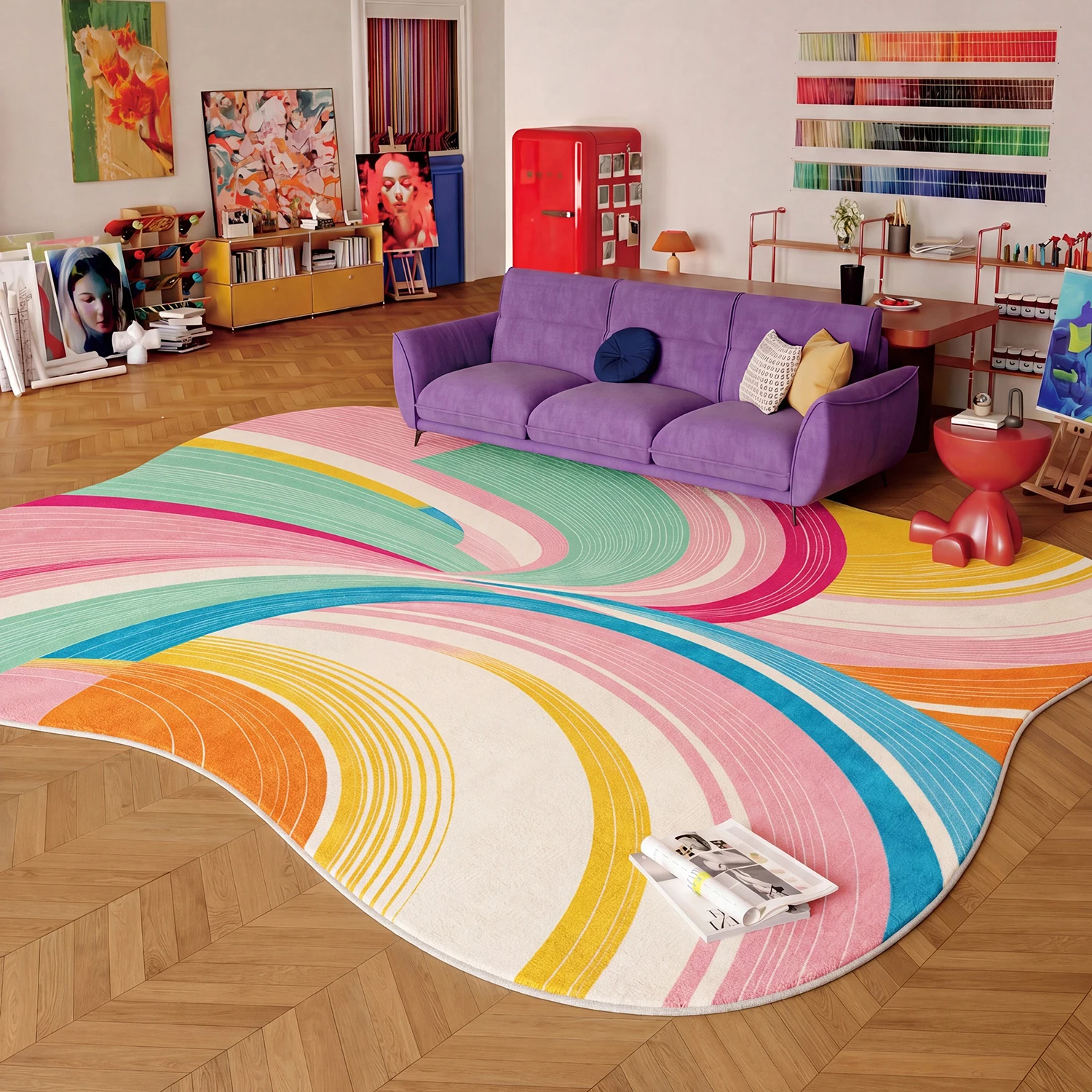 Dopamine Carpet Living Room Irregular Shape Large Area Mats Fashion Light Luxury Bedroom Rug Non-slip Coffee Tables Floor Mat 러그