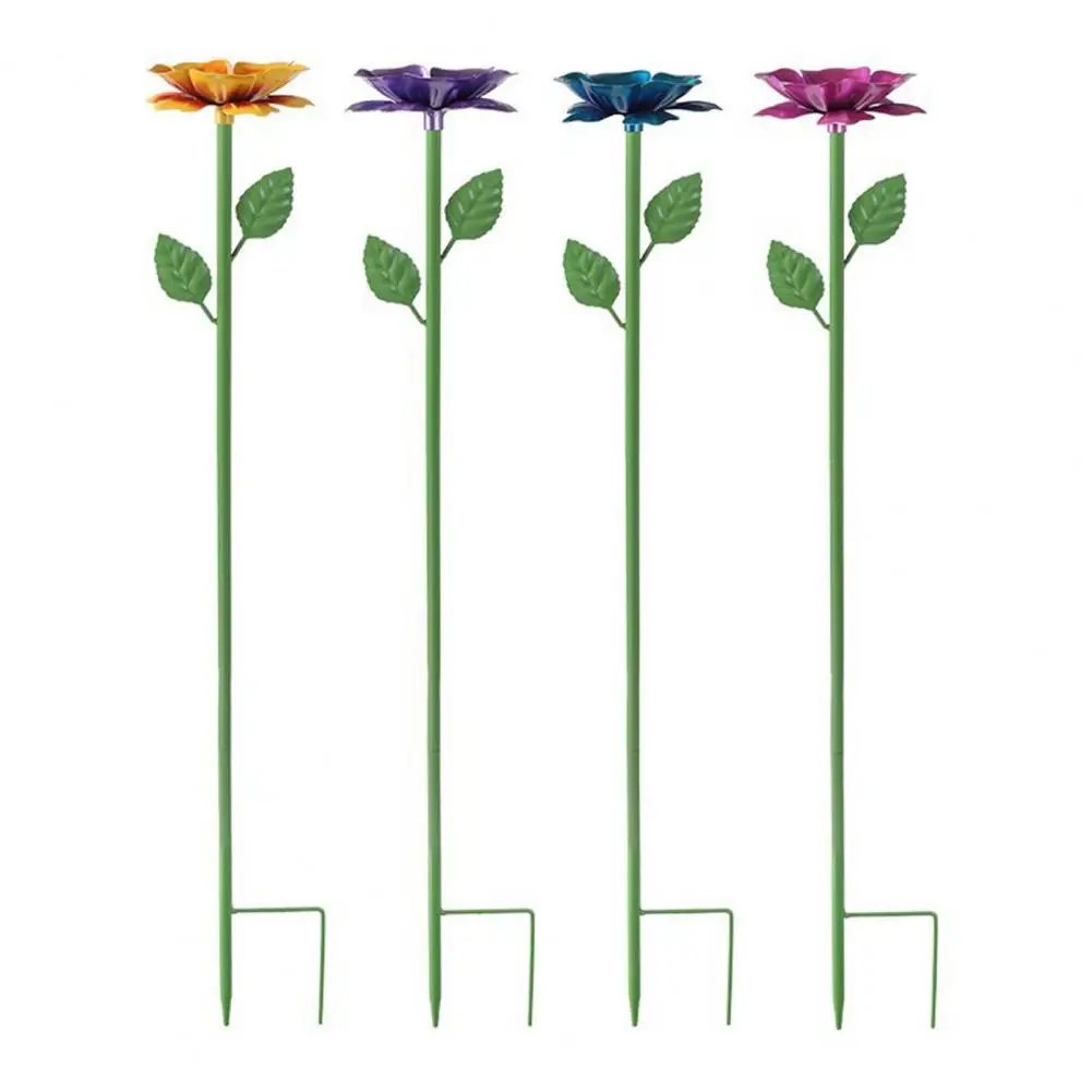 Garden Courtyard Bird Feeder Metal Flower Garden Stake with Decorative Bee Hummingbird Feeder Mini Bird Bath Outdoor Pollinator