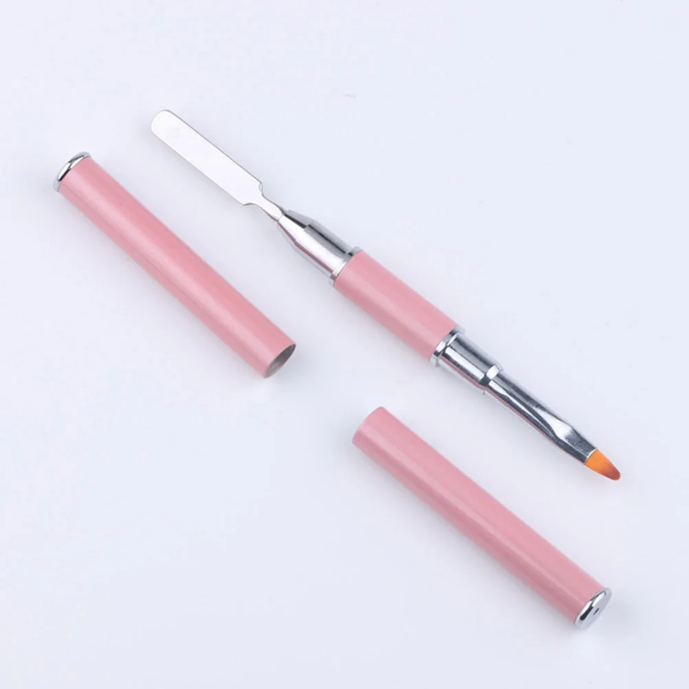 2 Pcs Nail Polish Remover Tool Scraper for Gel Nails Pink Manicure Design Brush Pen