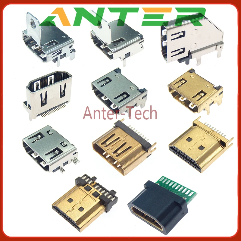 1/2/5PCS HDMI male jack/plug connector 19PIN 19P 180 degree hd female jack Plug socket USB HD connector smt smd 90degree PCB DIP