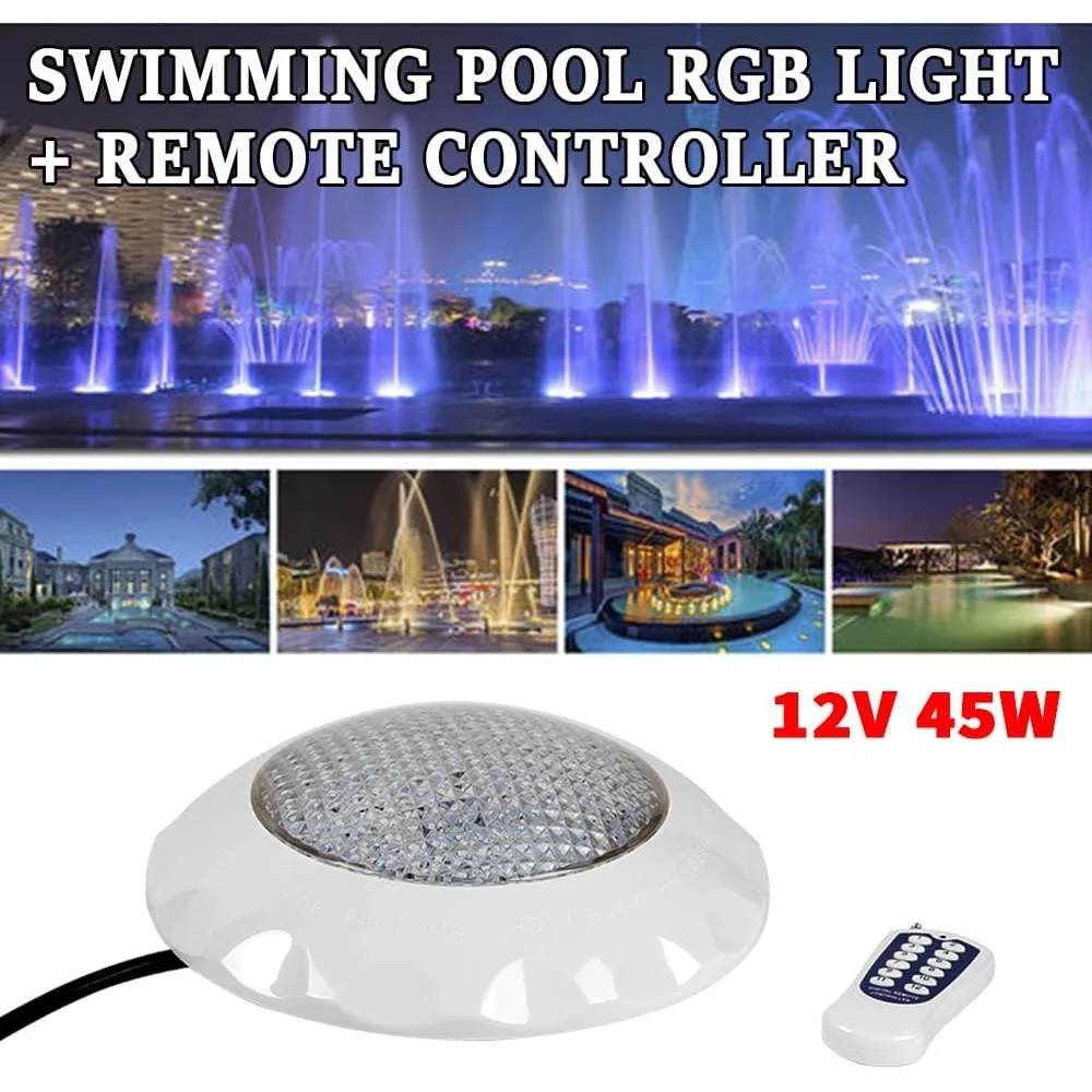 45W AC12V RGB LED Pool Lighting Underwater Pool Lighting Recessed LED Spotlight for Spa Pool Spotlight with Remote Control