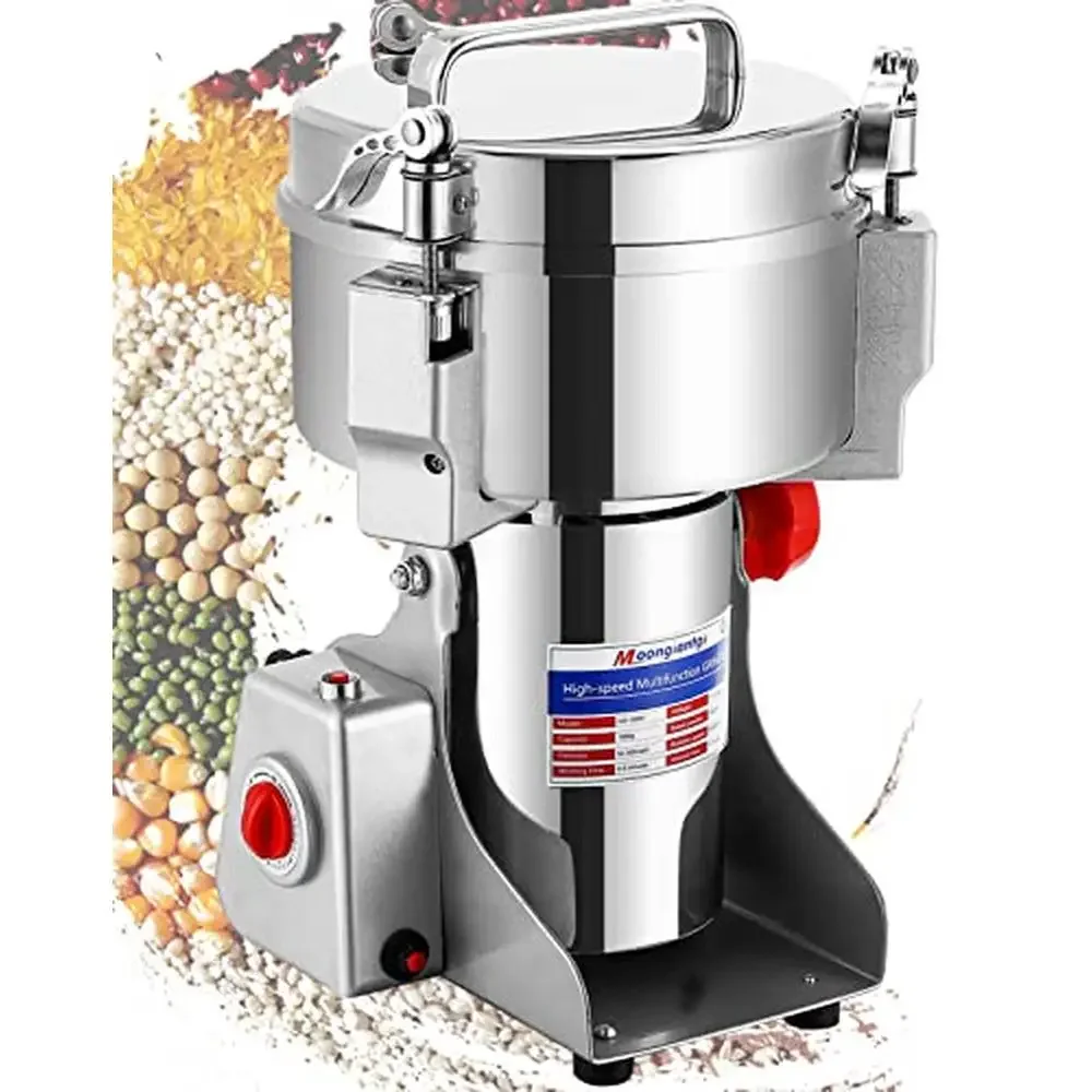 Electric Grain Mill Grinder Stainless Steel Commercial Spice Grinder 3600W Dry Pulverizer Corn Rice Wheat Grinding Machine 2500g