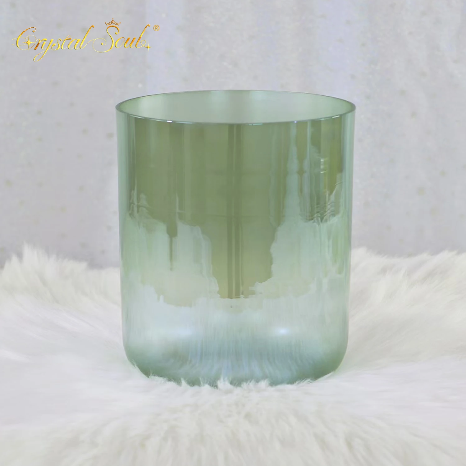 CrystalSoul 432Hz Bright Green Transparent Alchemy Crystal Bowl Sound Healing with Accessories