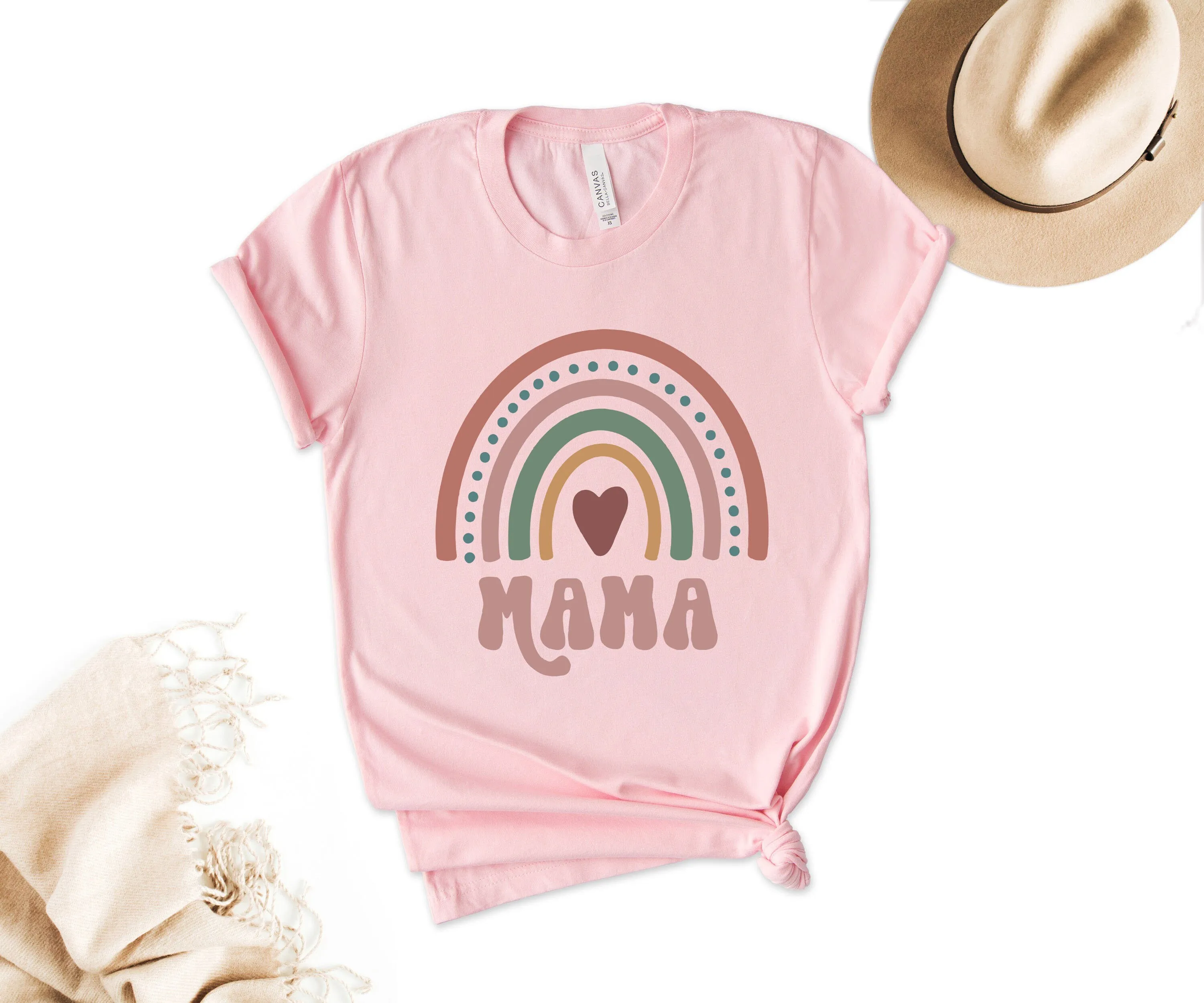 Mama T Shirt Mom Rainbow Mothers Day Birthday Baby Shower New Pregnancy Announcement