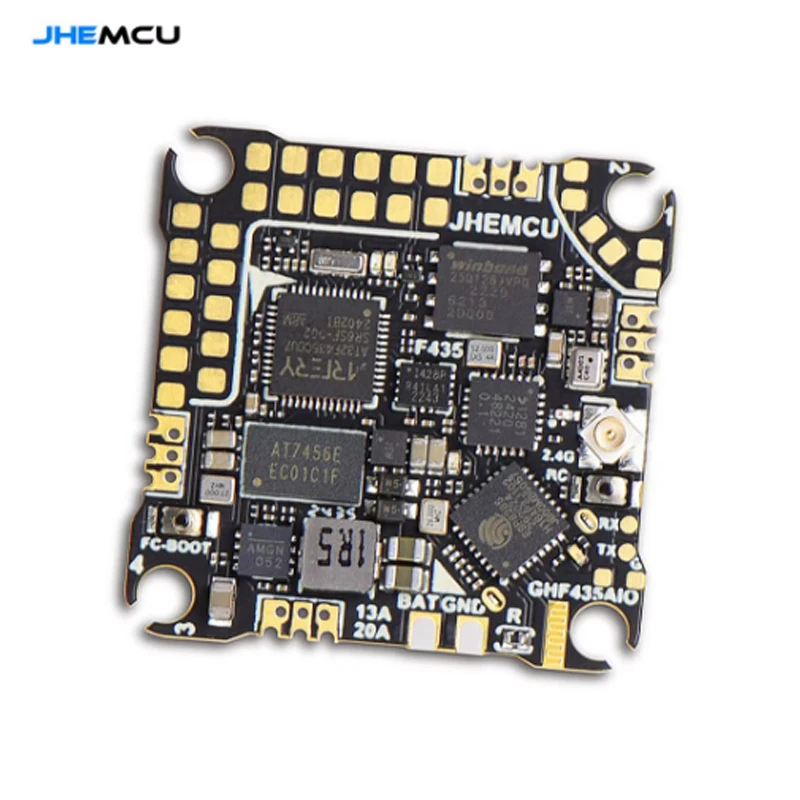 

JHEMCU GHF435AIO 20A Контроллер полета 2-4S с OSD Baro Blackbox 16MB GPS Встроенный ELRS 2.4G CRSF для RC FPV Дрон для фристайла