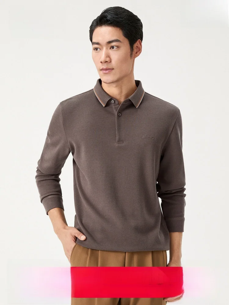 Long Sleeve Knitted Wool T-Shirt for Men with Button Embroidered  Shirt Business Casual Standard Fit Fashion Urban Daily ...