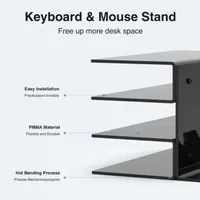 Desk Organizer Keyboard Stand 3 Tier Acrylic Clear Storage Rack with Mouse Hanger Non-Slip Pad for Office Home Desktop