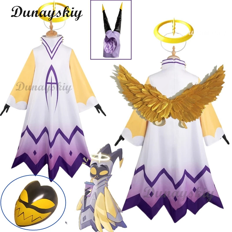 Hazbin Adam Cosplay Anime Hotel Man Angel Halo Angel Wings Clothes Cosplay Costume Suit Unisex cos Halloween Party Costume