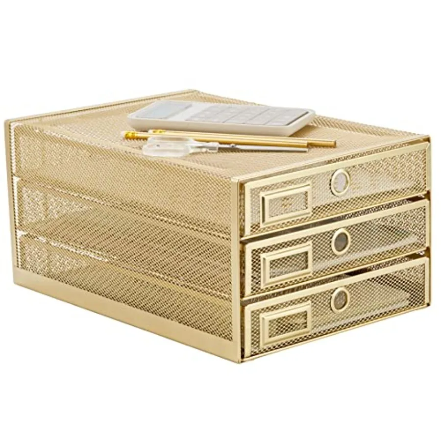 

Настольный органайзер из проволочной сетки с 3 выдвижными ящиками, сортировщик для бумаг/многофункциональный/прочная конструкция премиум-класса для писем и документов, размер M