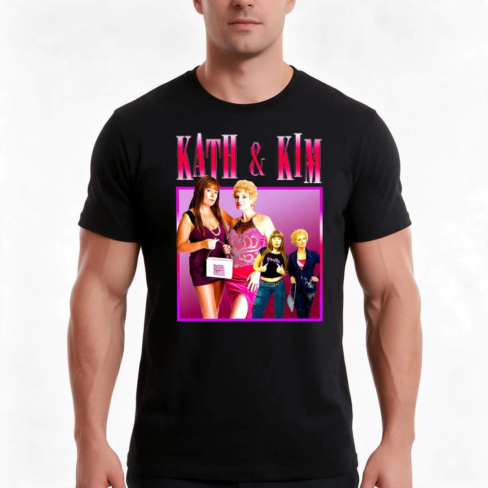 Kath-and-Kim-Homage T-Shirt, Summer Casual Cotton Tee, Oversized Streetwear Tops, Vintage Graphic Print, Loose Fit Short Sleeve