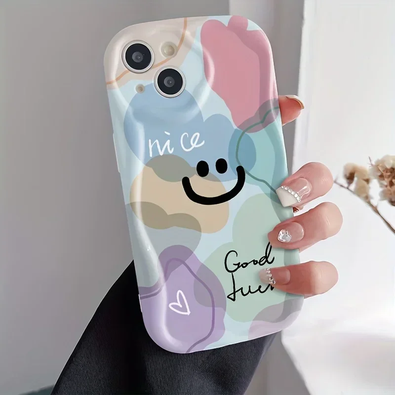 

Colorful Smiling Face Pattern Phone Case For iPhone 16 15 14 13 12 11 Pro Max X XS 8 7 16 Plus Soft Cover