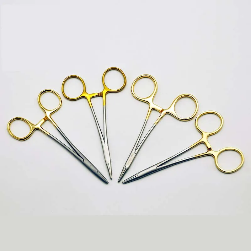 Beauty pin holder Gold handle stainless steel insert needle holder holding needle clamp needle holder