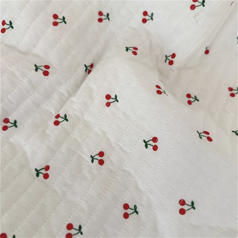 Thickened Vest Polyester Fabric  For Children\'s Clothing Pet Cotton Handmade DIY Bag Cherry Pattern Fabric