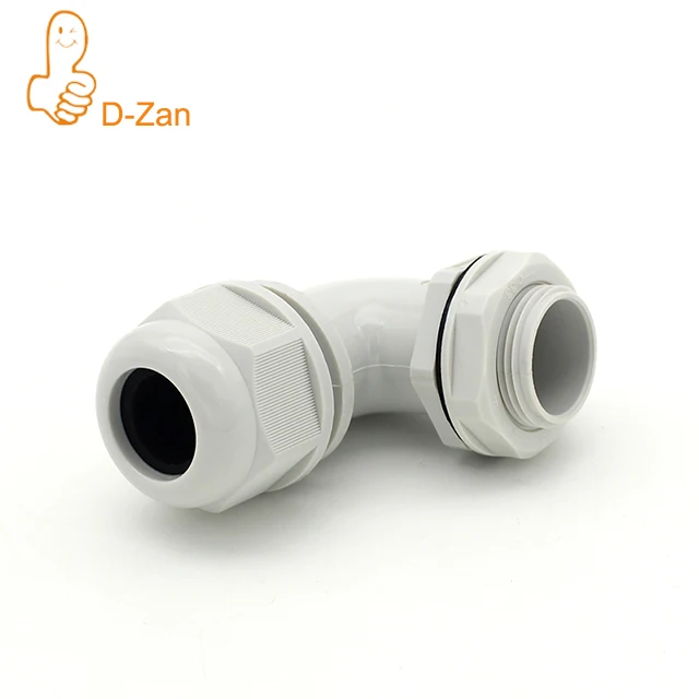 M16 Cable Gland, 90 Degree Waterproof IP68 Nylon Joint Adjustable Locknut for 6mm-10mm Dia Cable Wire