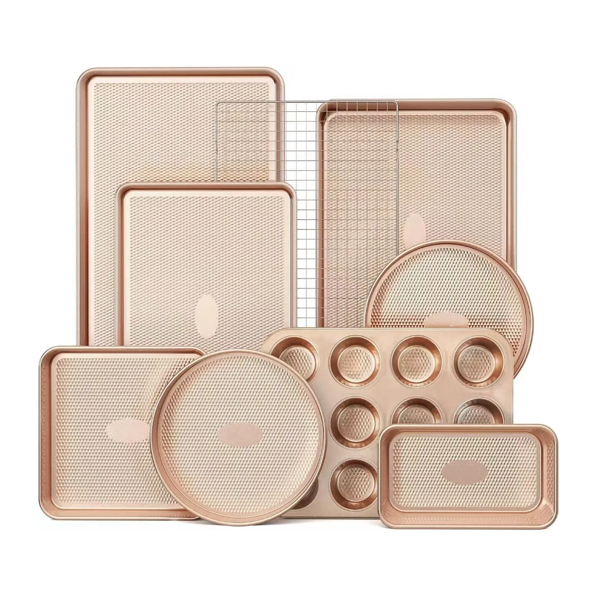 

Подходит для Amazon Gold Heavy Steel, набор из 9 предметов, набор форм для выпечки с тиснением дна, коробка для тостов, набор из нескольких чашек для кексов