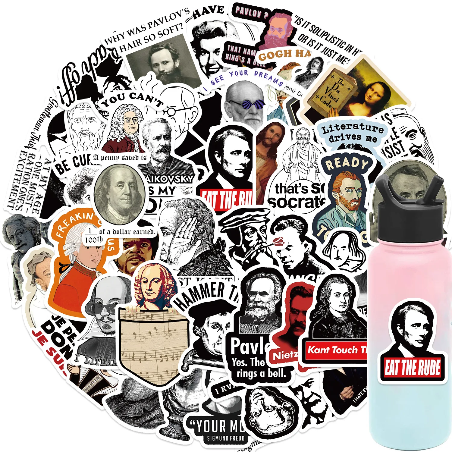 

Literary Meme Stickers Famous People Phone Laptop Decor Stickers Nerd Culture Accessory Unique Literary Fan Humor Decoration