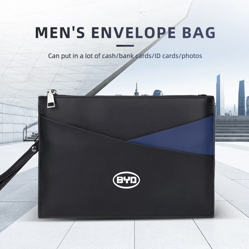 Leather Car Men Clutch Bag Male Money Handbag Cardholder Case For BYD S6 S8 E5 E6 G6 L3 S7 G7 Tang Song Qing Yuan Han Max - view 2
