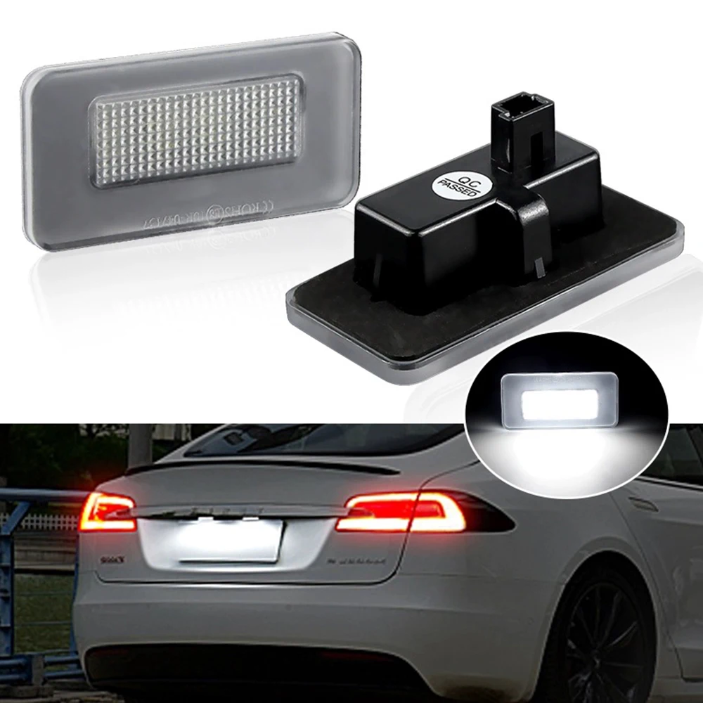 

2Pcs/set LED License Plate Lamp for Tesla Model s 2017-2022/Model x 2016-2022 Non Destructive Installation Pure White